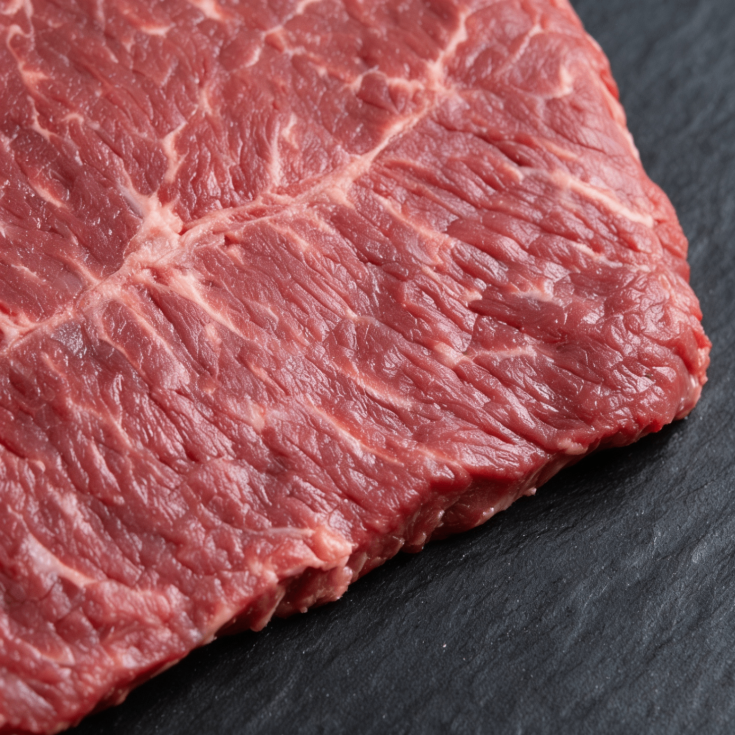 Close-up of halal beef marbling from UK supplier