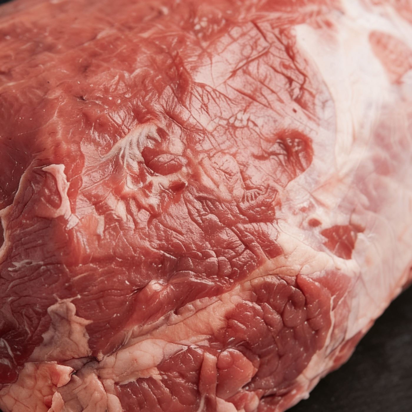 Close-up of halal beef marbling from UK supplier